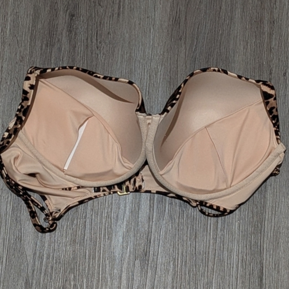 Victoria's Secret Twist Front Bikini & Side Tie Bottoms In Leopard 40DD XXL Set - Picture 4 of 12